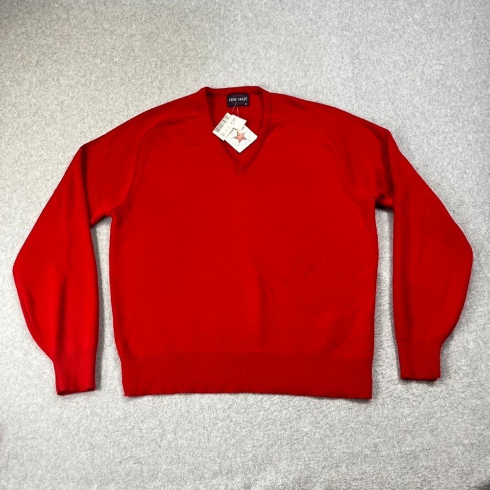 Vintage 80s Pine State Sweater Mens XL Red Acrylic Made in USA Macys Tags